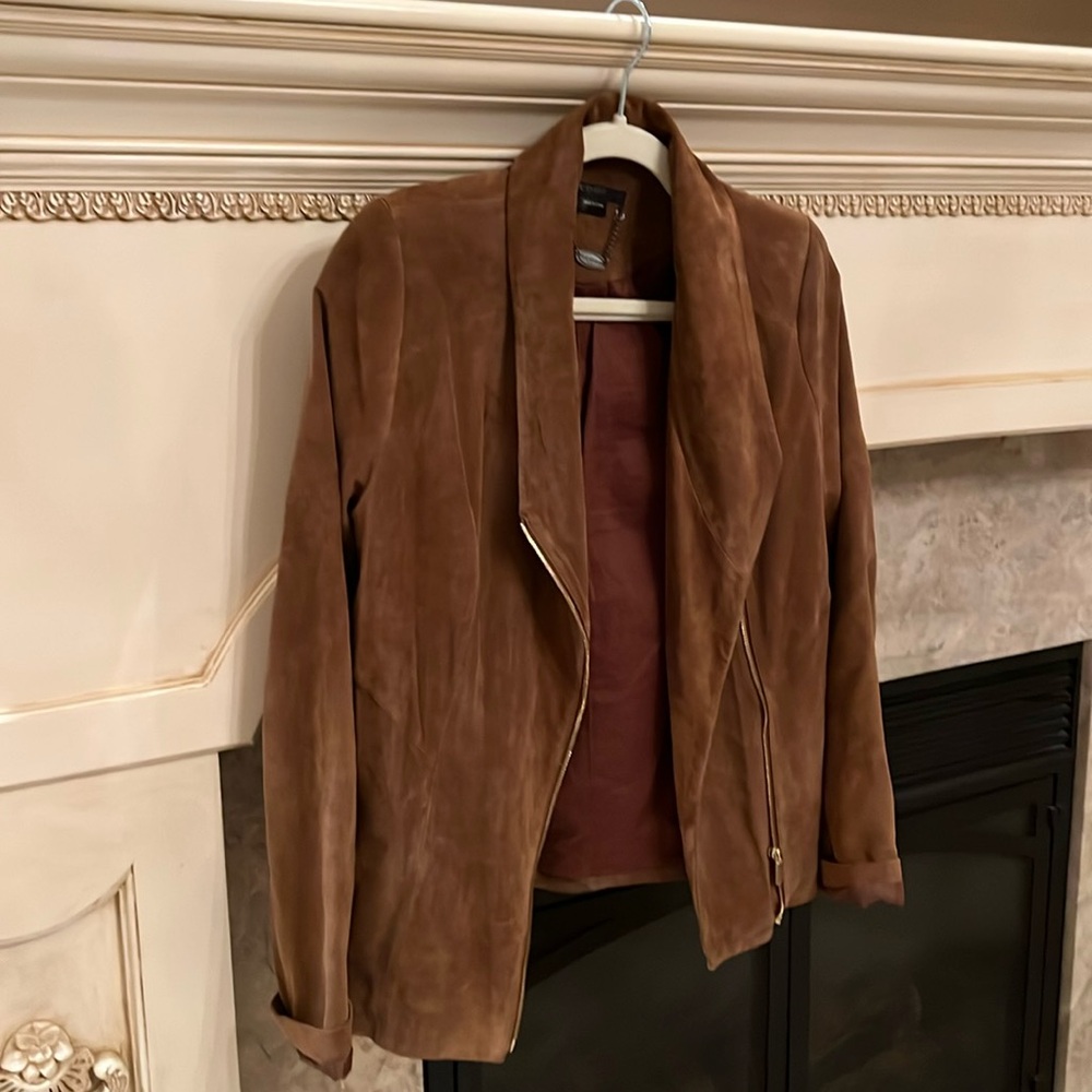 Scoop New York tan suade zippered jacket size M